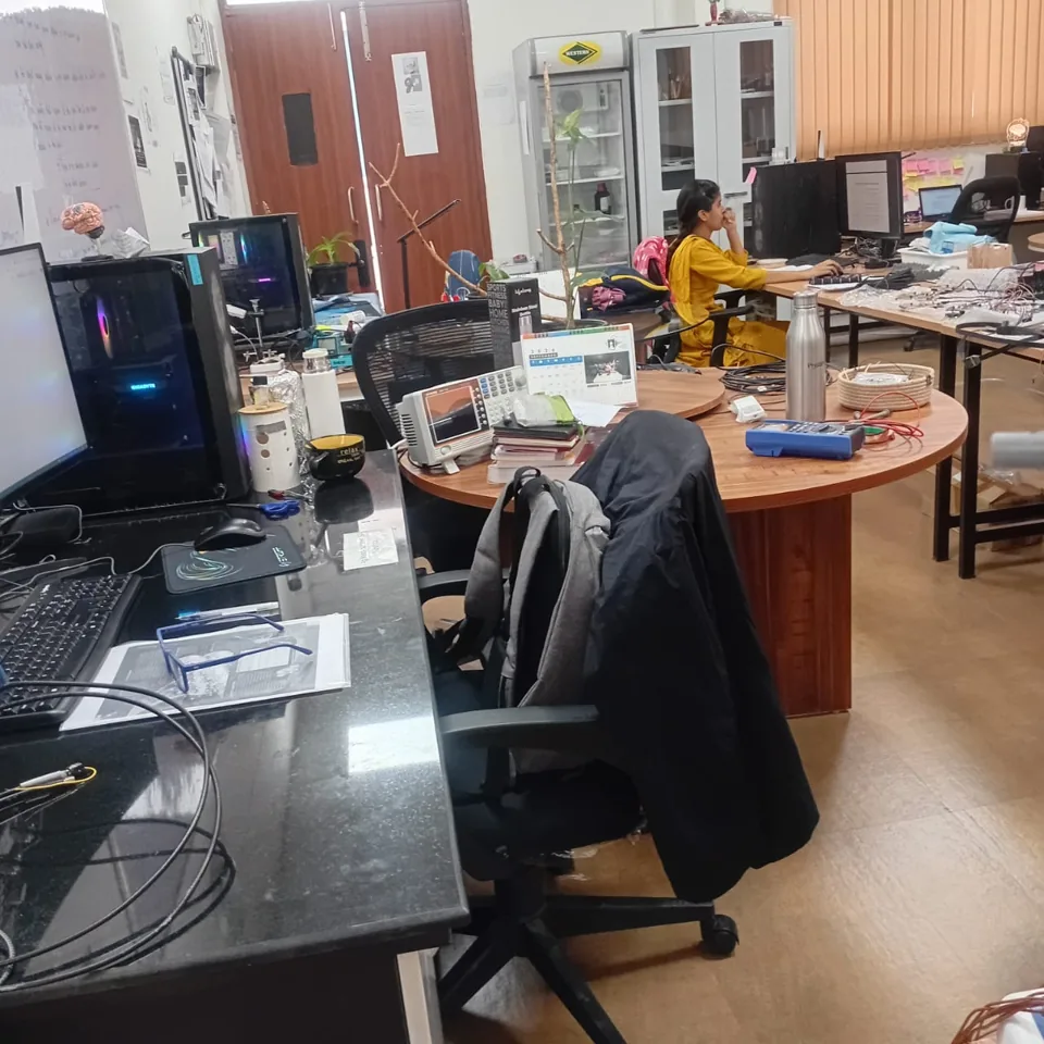 Researcher at a workstation in the laboratory