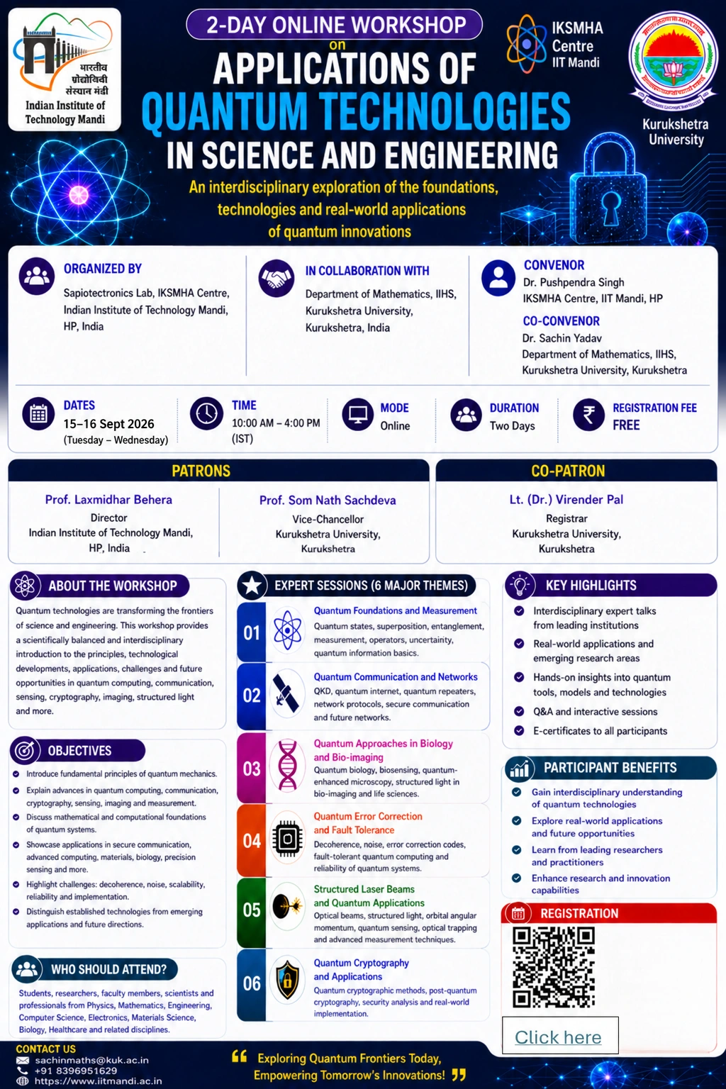 Poster for Applications of Quantum Technologies in Science and Engineering, an online workshop held on 15–16 September 2026